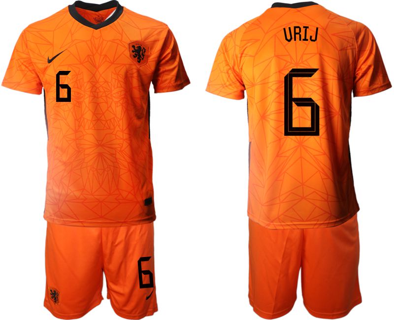Men 2020-2021 European Cup Netherlands home orange #6 Nike Soccer Jersey